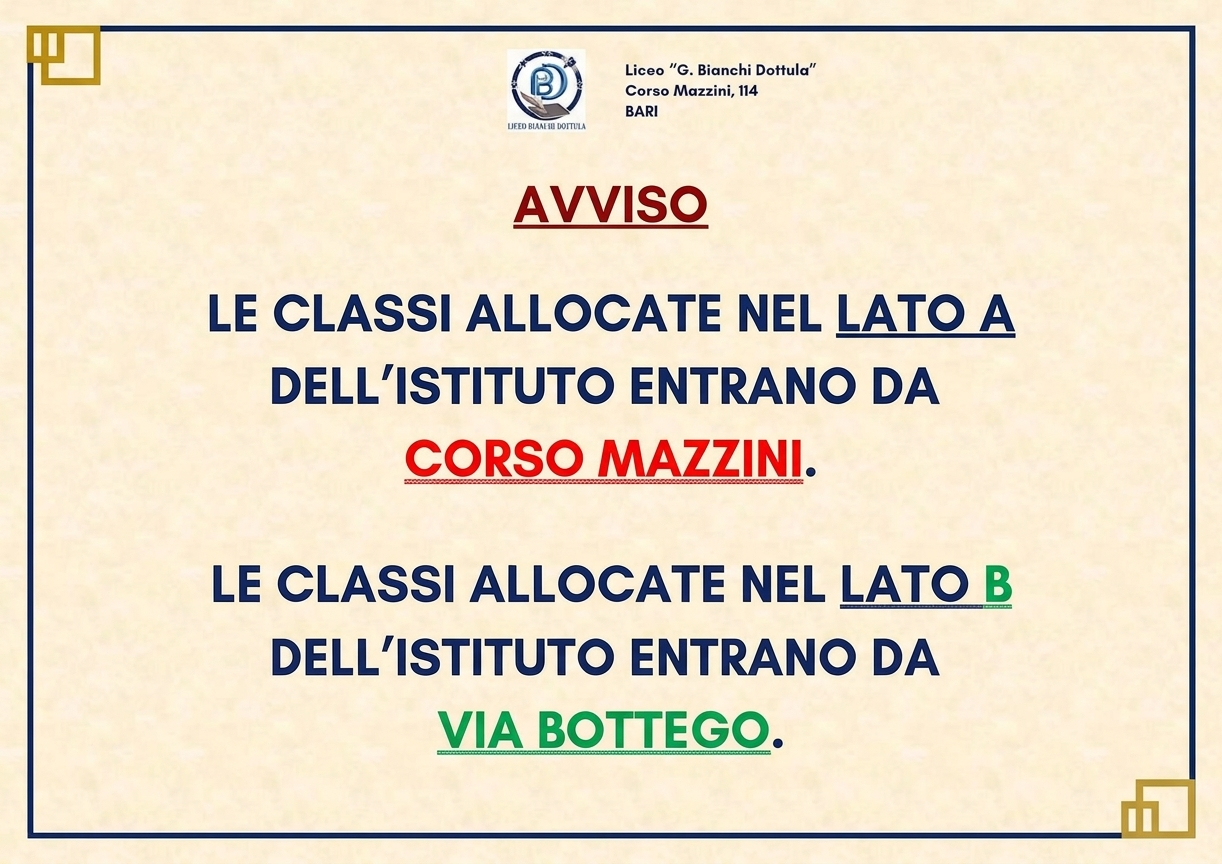 Collocazione classi a.s. 2026/2027